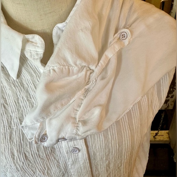 ✨ Anthropologie Pure White Crinkle Button-Down Tunic Shirt Size Small ✨ - Picture 5 of 10